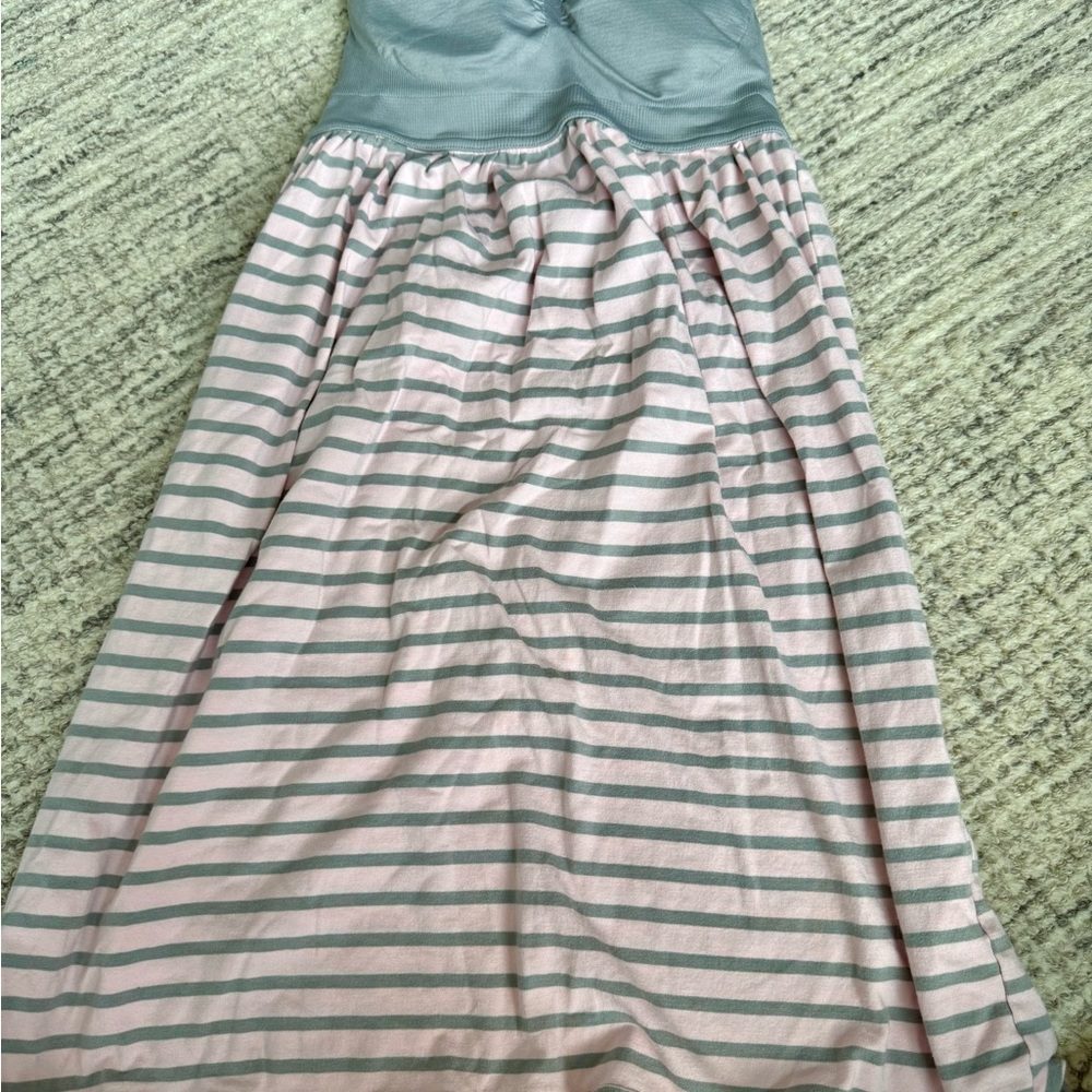 Motherhood Maternity Gray and Pink Striped Nightgown